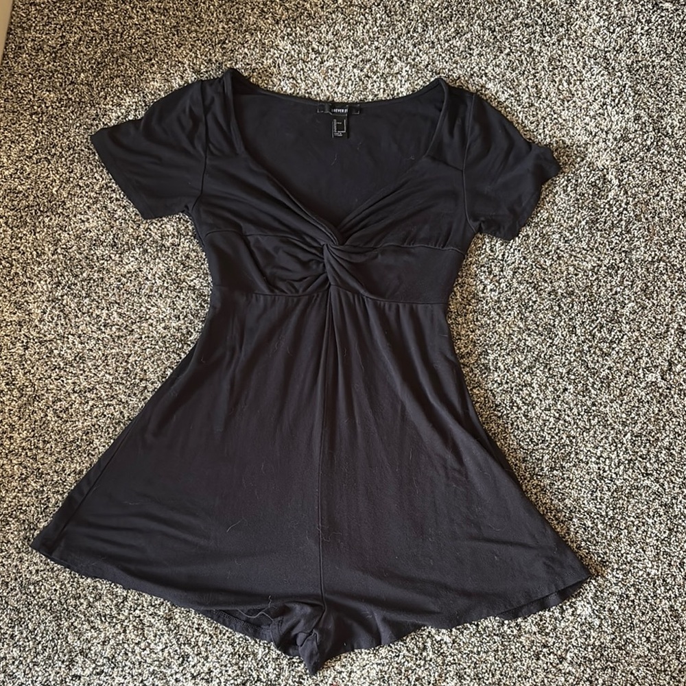 Black Short Sleeve Romper